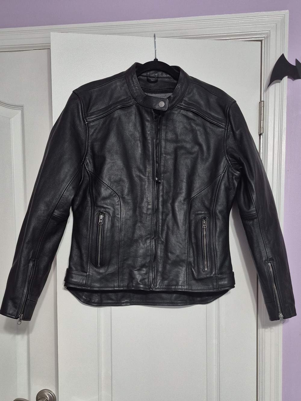 RIVER ROAD Black Leather Motorcycle Jacket